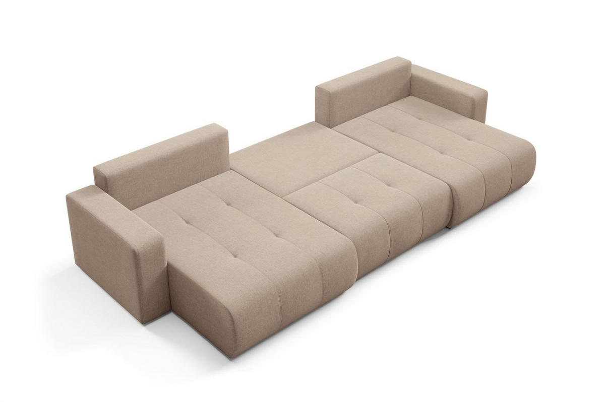 WOHNLANDSCHAFT Augusto - Beige, Holzwerkstoff/Textil (344/82/149cm) - Fun Möbel