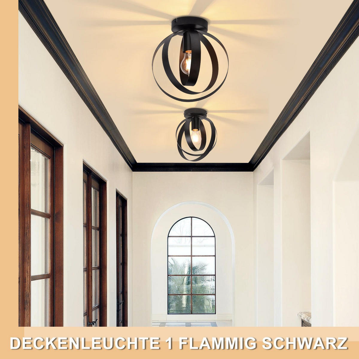 DECKENLEUCHTE Ansel 24/12/27 cm - Schwarz, Metall (24/12/27cm) - Nettlife