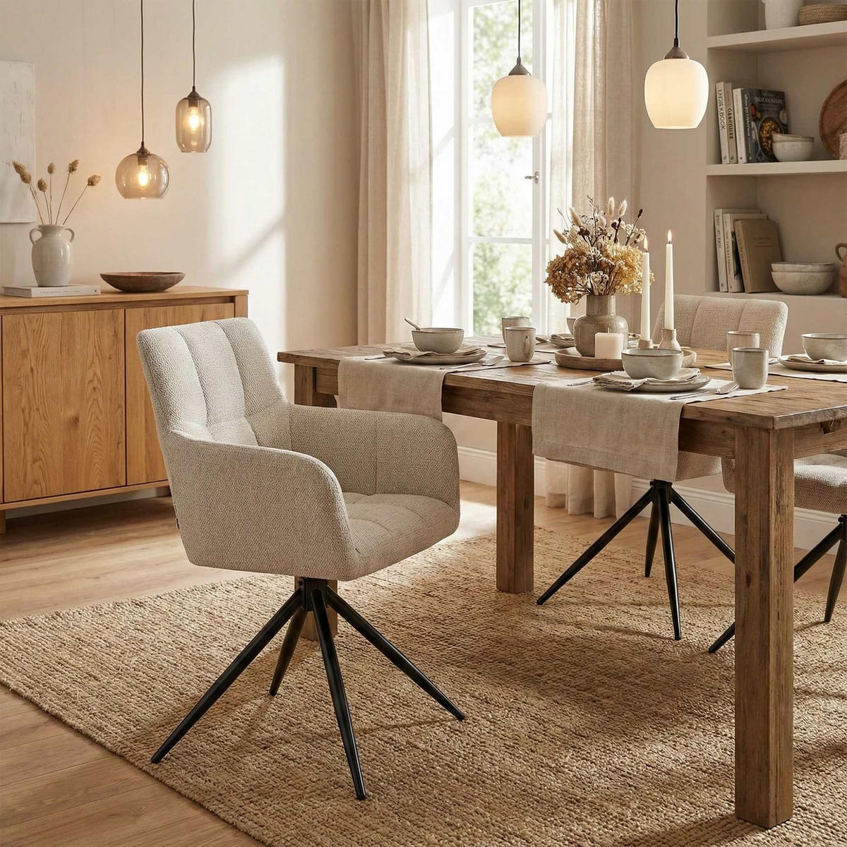 ESSZIMMERSTUHL Jonah 59x59x87 cm creme - Creme, Textil (59/87/59cm) - furnicato