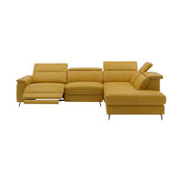 ECKSOFA Ambassador Echtleder mit 1 x Relaxfunktion Senfgelb - Gelb, Leder/Metall (272/224cm)