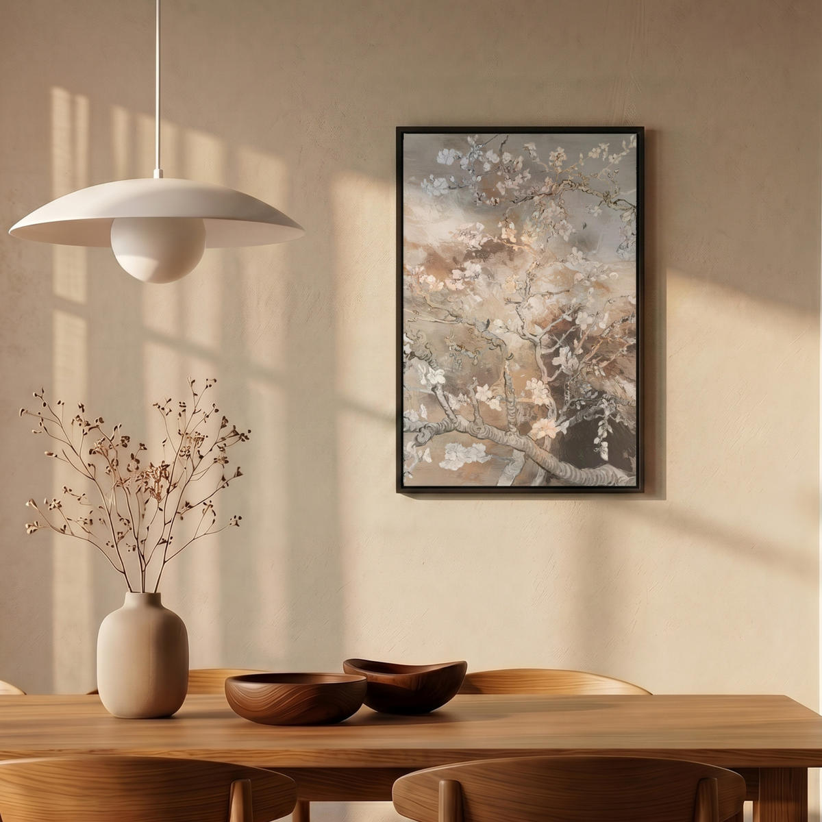 LEINWAND Bilder mit Rahmen - Mandelblüte - Kunst - Van Gogh - Beige - Abstrakt - 40x60 - Braun, Textil (40/60cm) - MuchoWow