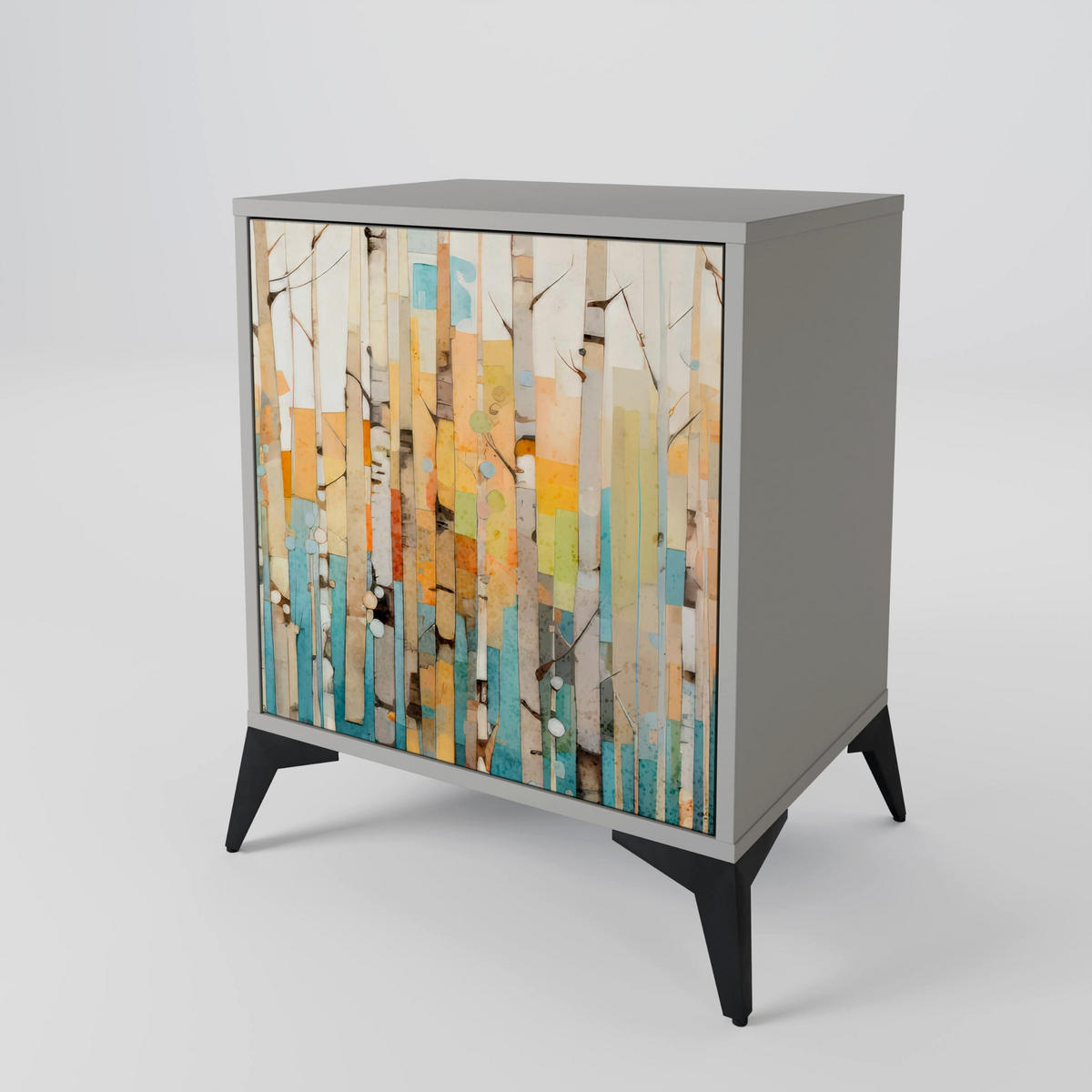 SIDEBOARD BIRCH KALEIDOSCOPE, Grau, 57,5x42x57,5 cm, Ohne Füße - Multicolor/Grau, Holzwerkstoff (57.5/57.5/42cm) - SpaceRebels