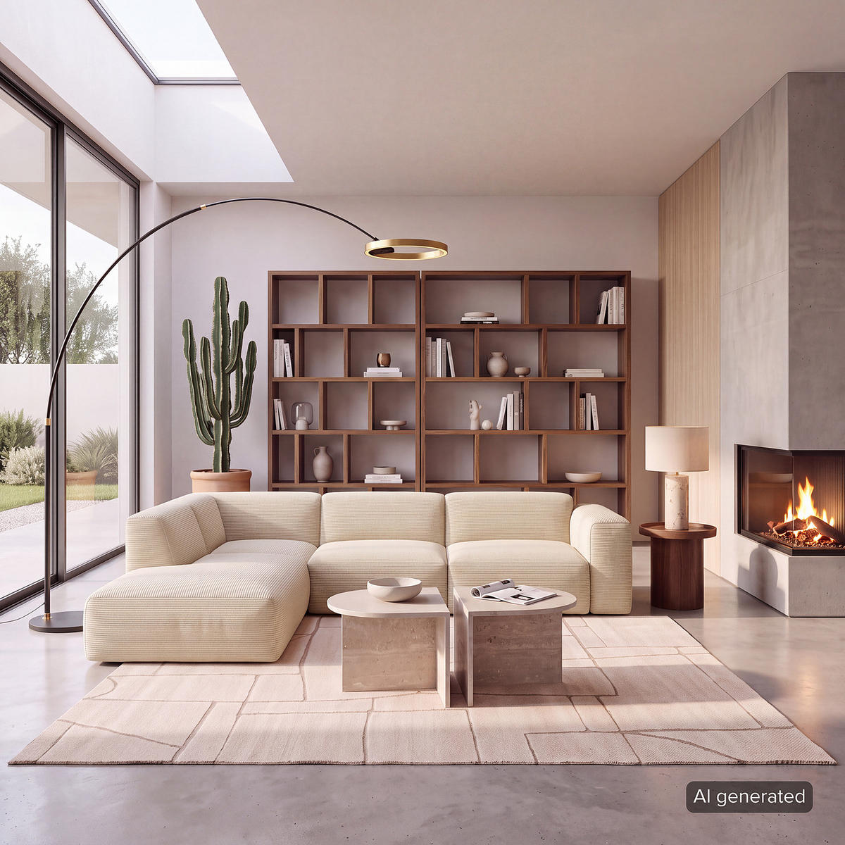 3-SITZER ECKSOFA mit Recamiere - Beige/Schwarz, Kunststoff/Textil (295/231cm) - home24