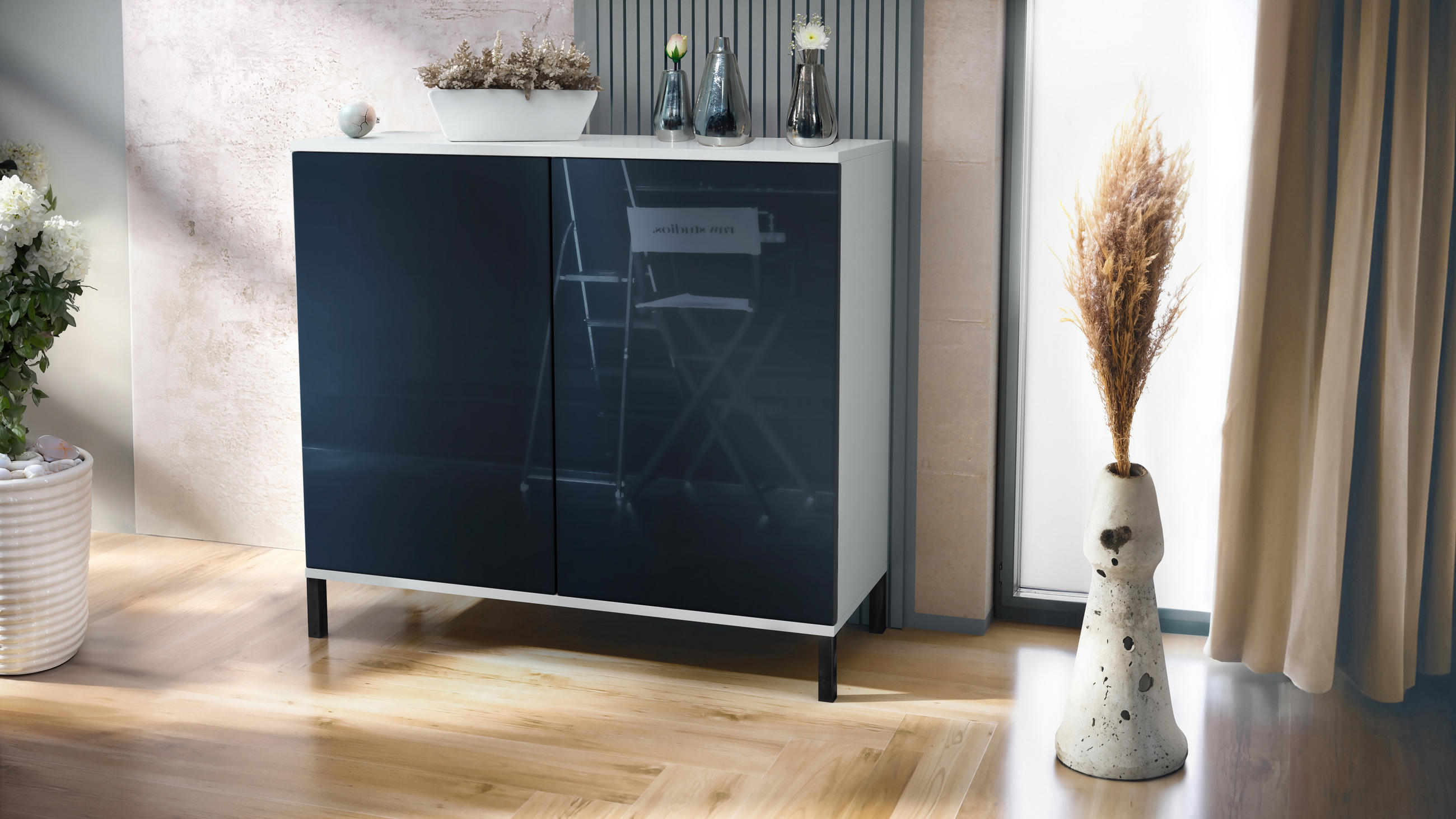 KOMMODE Skadu Schwarz Hochglanz - Schwarz Hochglanz, Holzwerkstoff (92.5/83.5/35cm) - Vladon
