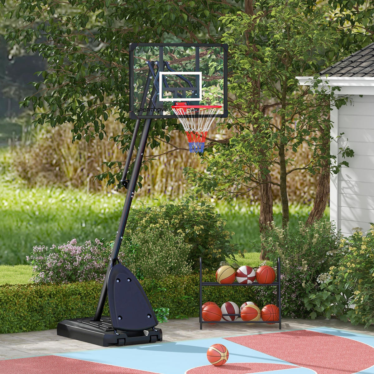 BASKETBALLSTÄNDER DE-10430 Schwarz - Schwarz, Metall (70.5/111cm) - ComfortXL