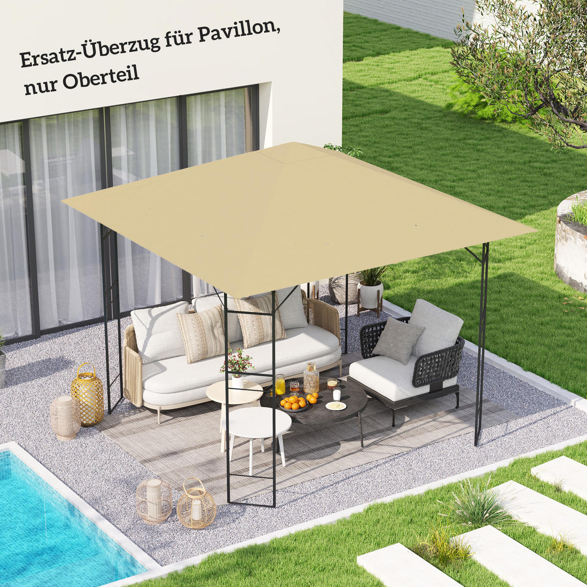 PAVILLON-ERSATZDACH aus Oxfordstoff Beige - Beige, Textil (298/1/298cm) - Outsunny