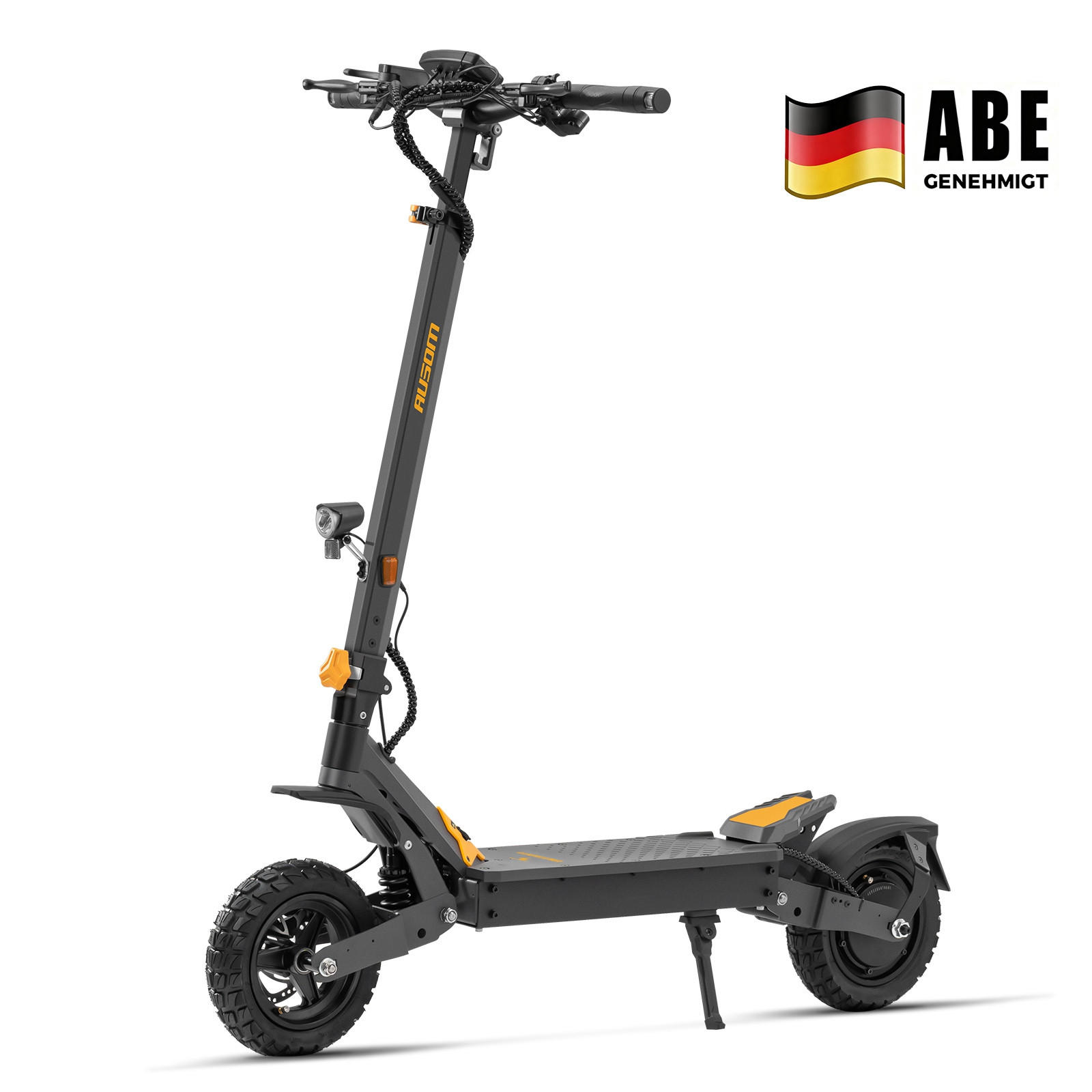 E-SCOOTER Ausom L1 ABE – 930W Spitzenmotor, 20 km/h, 70 km Reichweite ABE-Zulassung (eKFV, P612) - Grau, Metall (59cm)