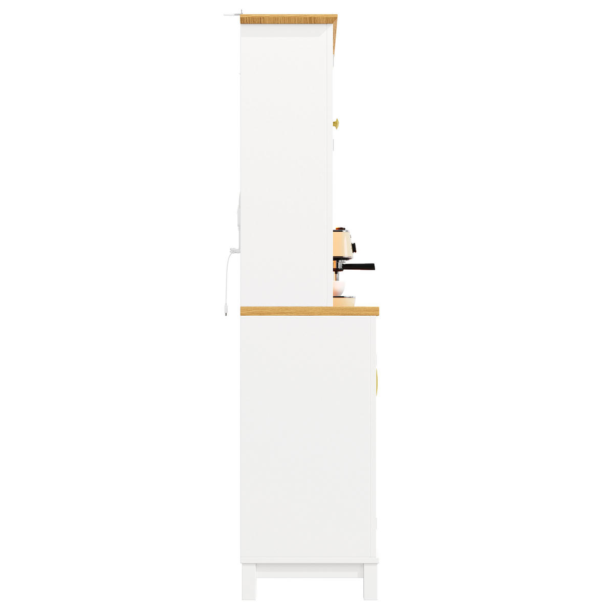 BUFFET DE-38433 105/40/180 cm mit LED-Beleuchtung und 4 Türen Weiß - Weiß, Holzwerkstoff (105.5/180/40cm) - ComfortXL