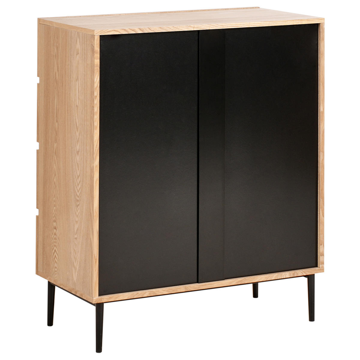KOMMODE mit 4 Schubladen Naturfarbene Esche Blythe - Schwarz/Braun, Holzwerkstoff (80/95/40cm) - Beliani