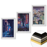 WANDBILDER 3er-Set - 40x60 cm Weißer Rahmen - Neonlichter der nächtlichen Stadt - Weiß, Kunststoff (40/60cm) - ArtPrintCave