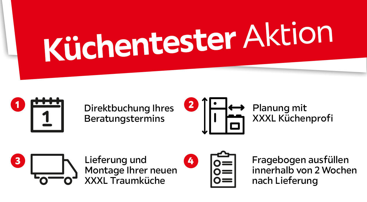 Küchentester Aktion bei XXLutz - Halber Preis auf frei geplante Küchen