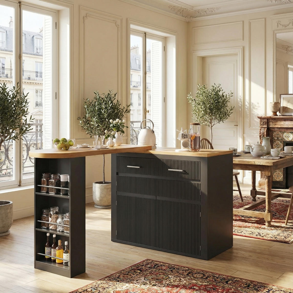 BARTISCH ausziehbar (137-215 cm) in Schwarz - Schwarz, Holzwerkstoff (39/215/102cm) - Urban Meuble