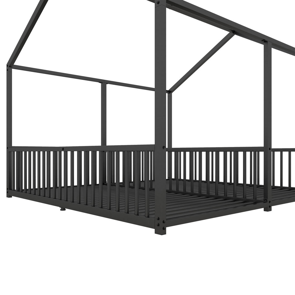 HAUSBETT 90x200cm in Schwarz，Doppelbett Design - Schwarz, Metall (90/200cm) - KOMHTOM