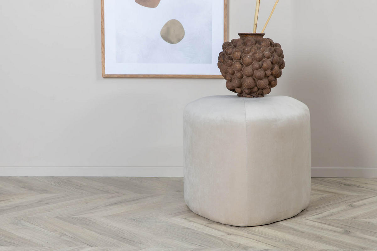 POUF Velour weiß - Weiß, Holzwerkstoff (46/41/46cm) - ebuy24