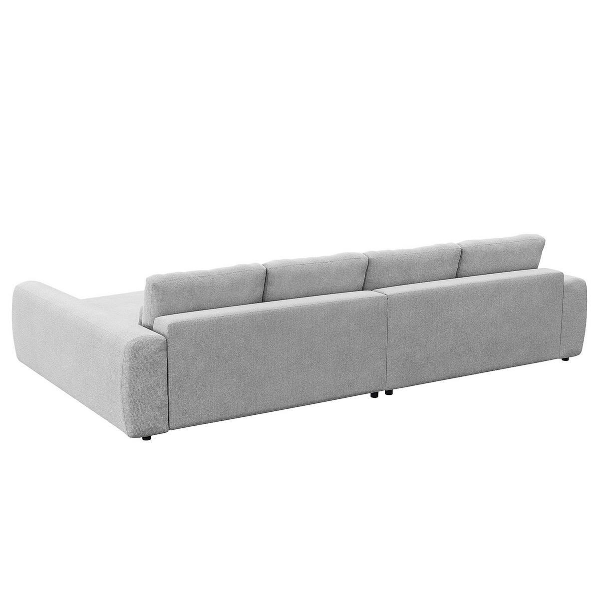 ECKSOFA mit XXL-Longchair - Hellgrau/Schwarz, Kunststoff/Textil (323/182cm) - home24
