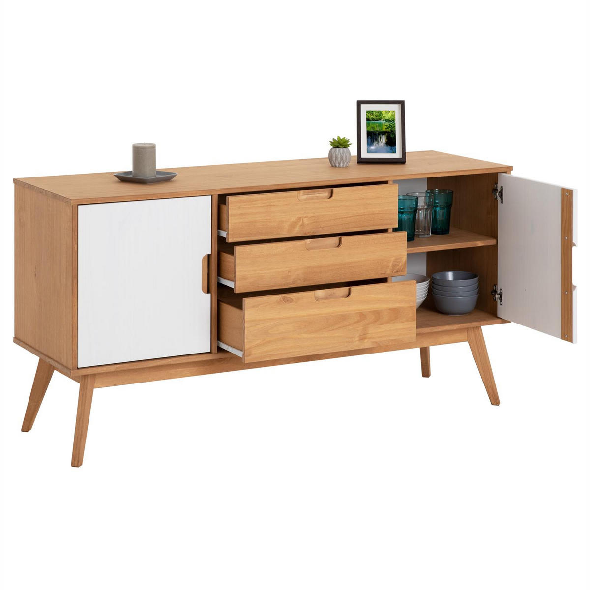 SIDEBOARD TIVOLI - Braun/Weiß, Holz (145/75/45cm) - IDIMEX