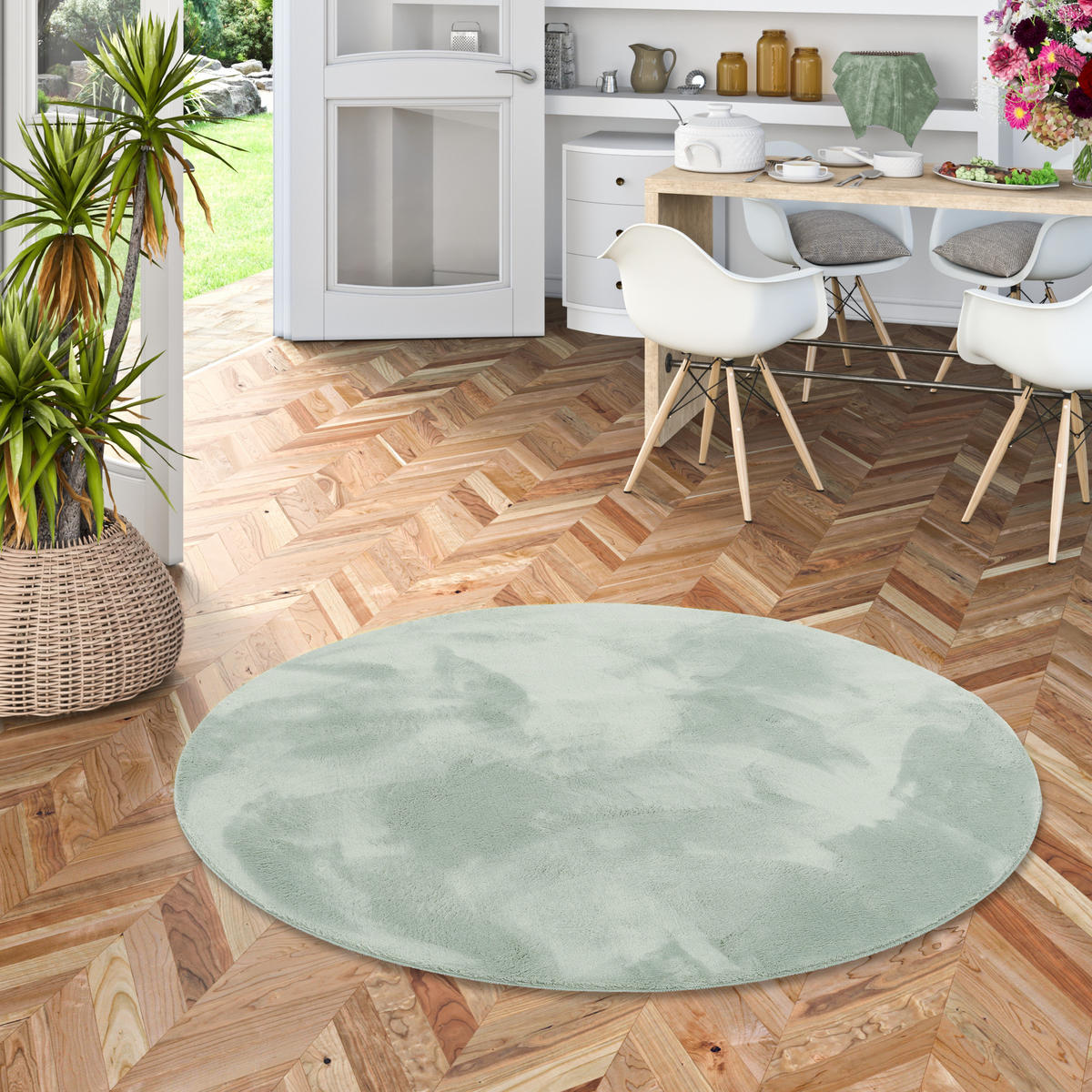 FELLTEPPICH SUPER SOFT PEARL RUND - Grün, Textil (200/200cm) - Pergamon