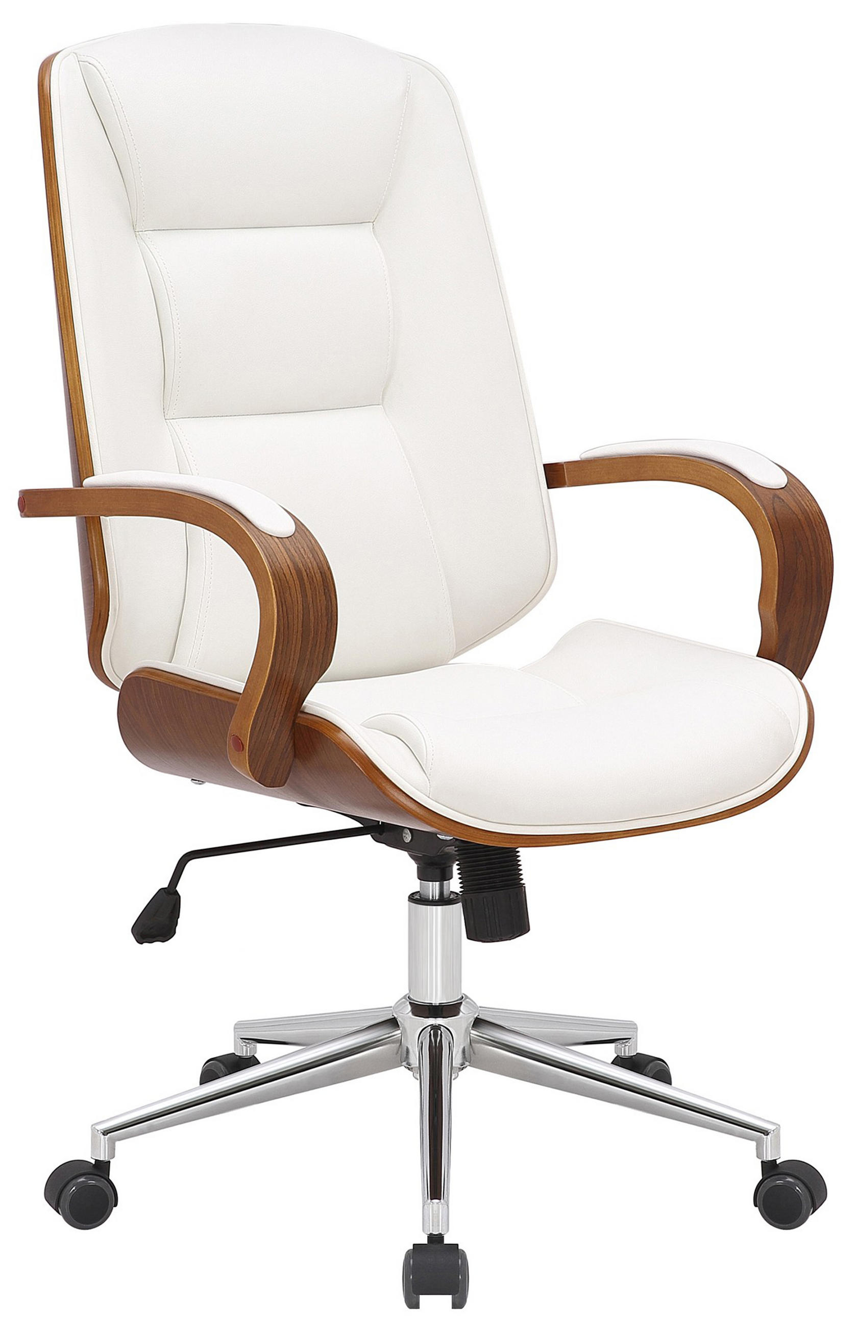 BÜROSTUHL Nyxar walnuss/weiß - Chromfarben/Weiß, Metall (60/110/68cm) - TPFLiving