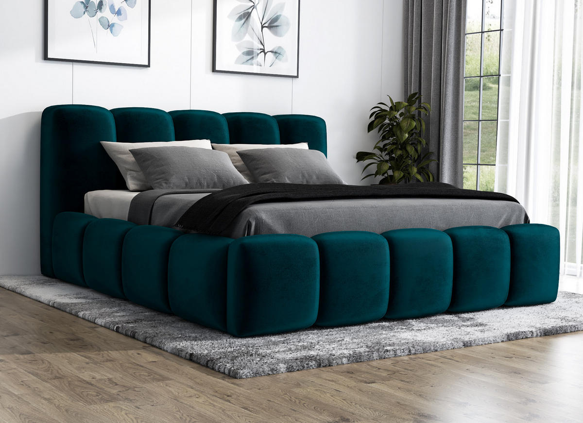 POLSTERBETT SONIC mit Matratze H2 160x200 Grün - Grün, Textil (160/200cm) - A&J MöbelLand