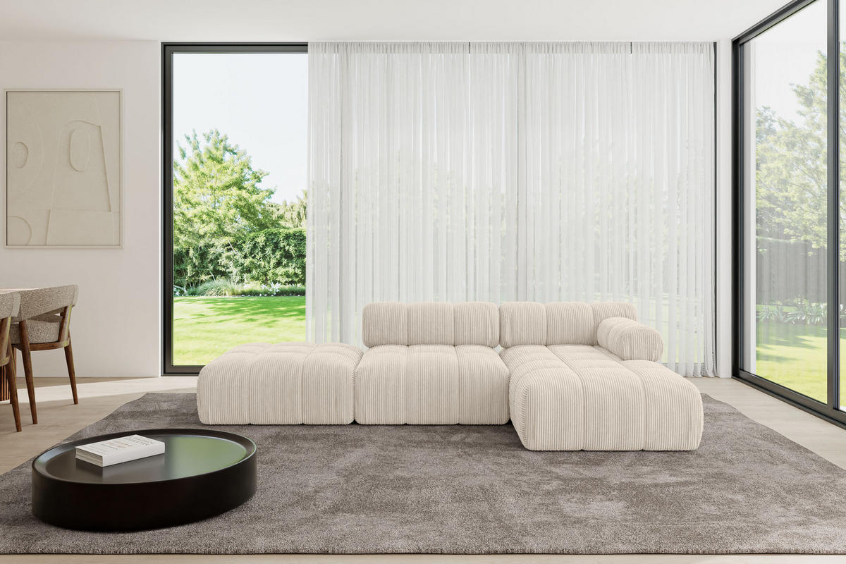 ECKSOFA modulares Sofa Lizur-L1 - 285x160x70 cm Beige Cord - Beige, Holzwerkstoff/Textil (285/160cm) - ALTDECOR