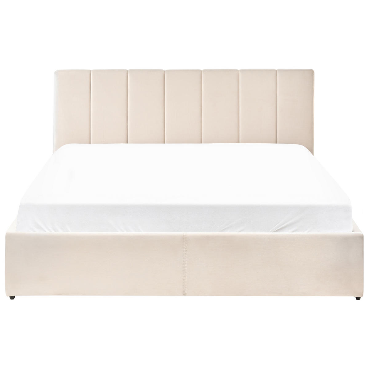 BETT mit Stauraum 160/200 cm Samtstoff Hellbeige Dreux - Beige, Textil (160/200cm) - Beliani