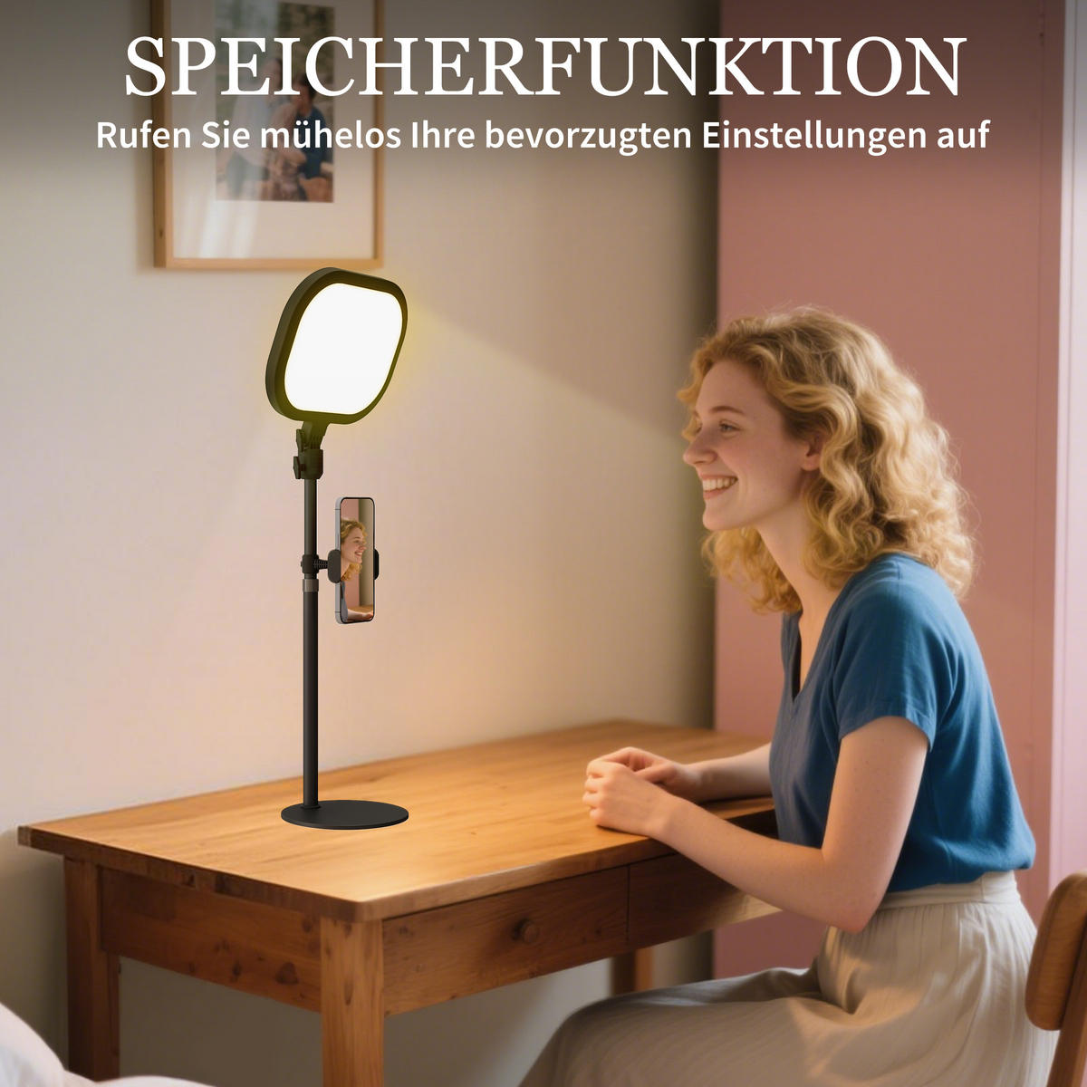 TISCHLAMPE mit Memory-Funktion, Schwarz - Schwarz, Metall (23/23/65cm) - HOMCOM