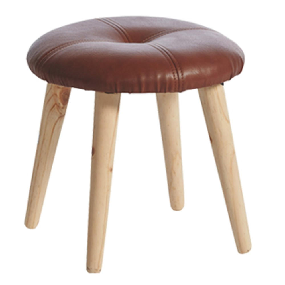 HOCKER Ø36x32 cm, Kunstleder-Holz, Braun - Braun, Holz (36/32/36cm) - dasmöbelwerk