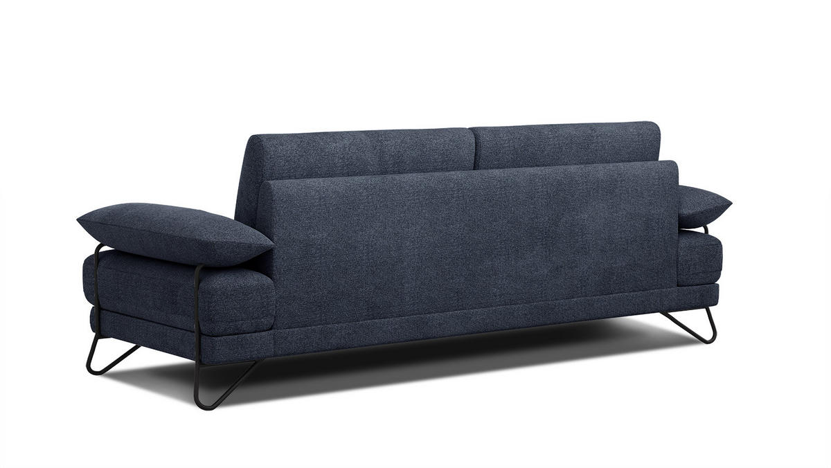SOFA LORI 3-Sitzer, dunkelblau - Schwarz/Dunkelblau, Holzwerkstoff/Textil (245/87/96cm) - Courtois Laville