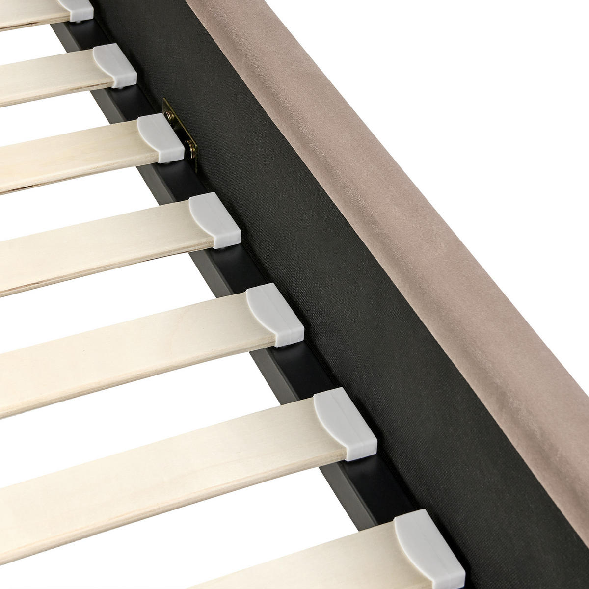 BETT mit Lattenrost 120/200 cm Taupe Ambillou - Taupe/Goldfarben, Textil (120/200cm) - Beliani