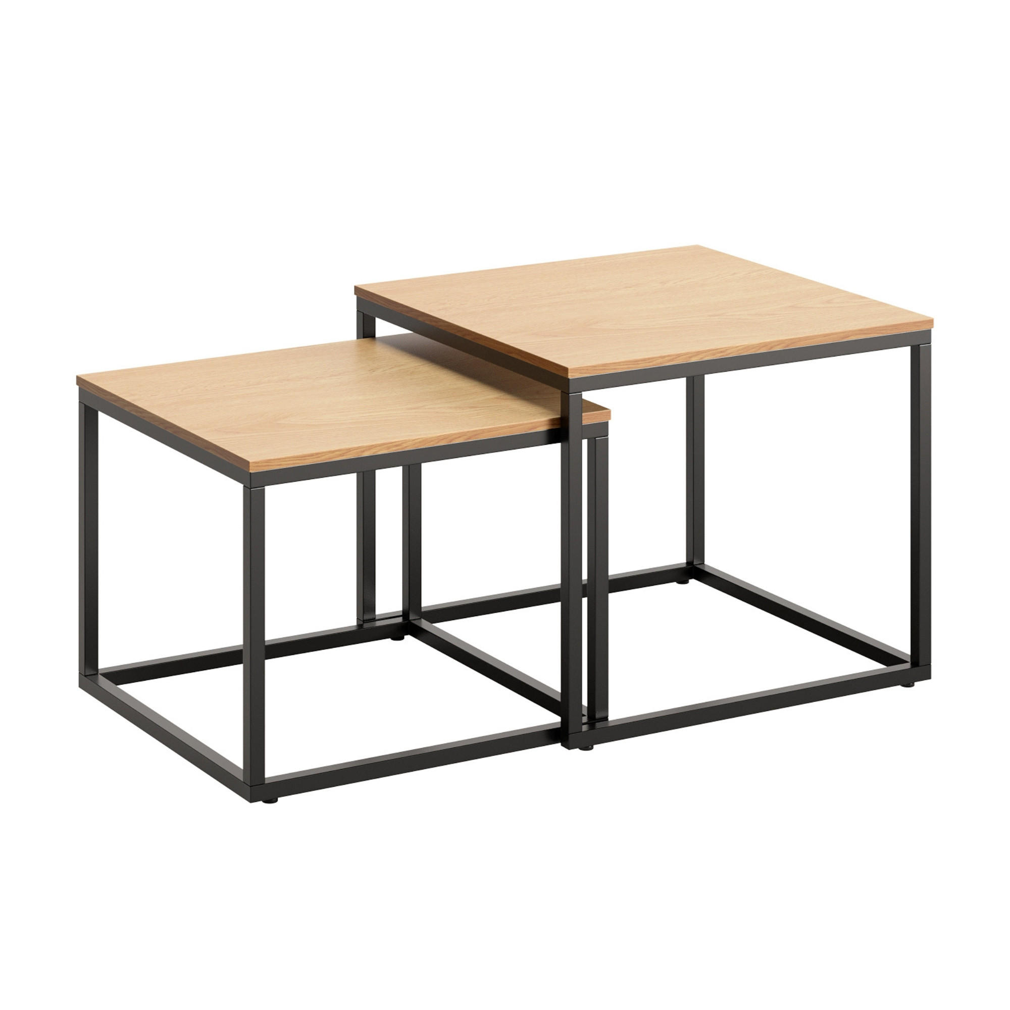 COUCHTISCH 2ER Set quadratisch Eiche hell - Hellbraun, Holzwerkstoff (50/50/43cm) - Home Collective