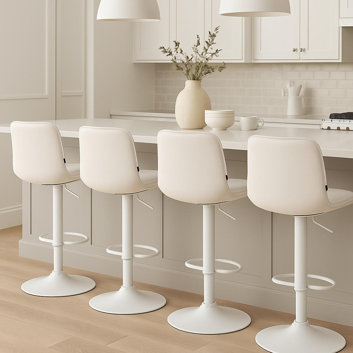 BARHOCKER 2er Set Vulcano Samt weiß creme - Naturfarben/Weiß, Textil/Metall (49/106/51cm) - TPFLiving