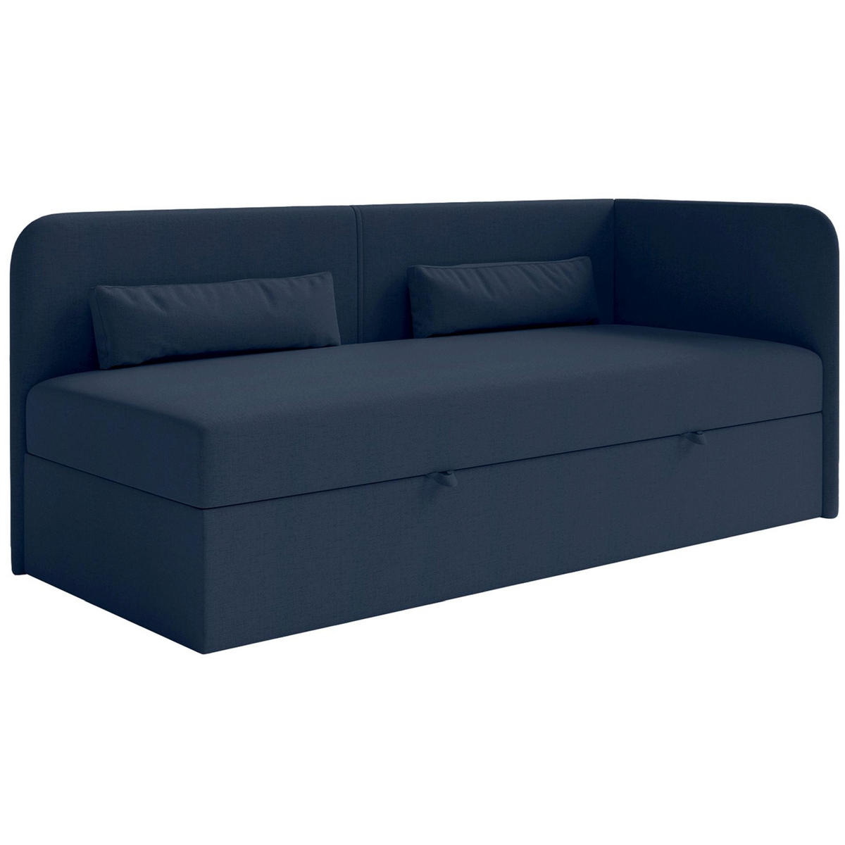 JUGENDBETT Calmmo Dunkelblau mit Chenille-Bezug, Kopfteil rechts - Dunkelblau, Textil (90/200cm) - Selsey