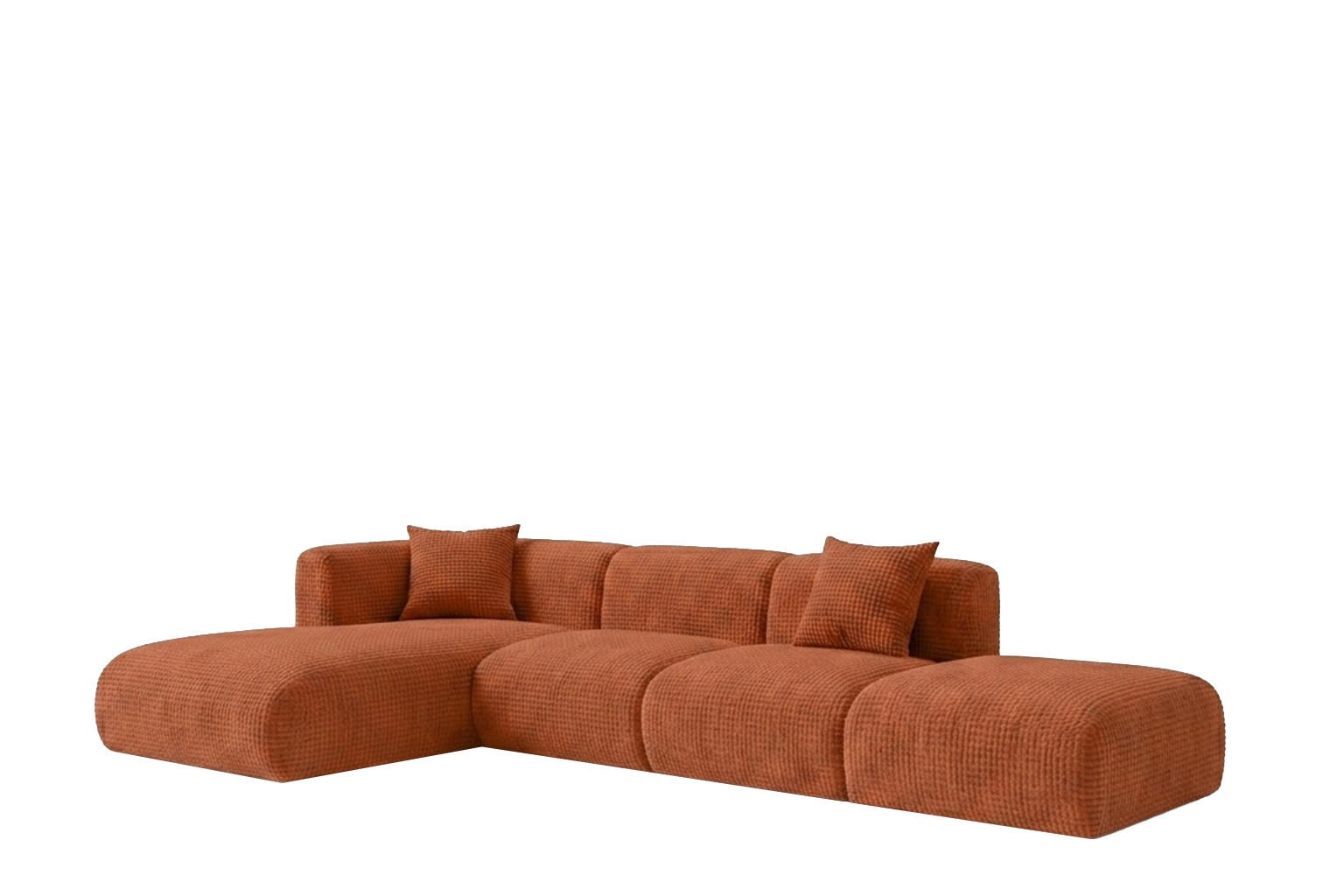 ECKSOFA L-Form mit Hocker, Chenille-Stoff Cremona, Kupfer, Links, GRETA - Kupferfarben, Holz (386/179cm) - Kaiser Möbel