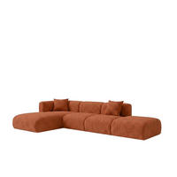 ECKSOFA L-Form mit Hocker, Chenille-Stoff Cremona, Kupfer, Links, GRETA - Kupferfarben, Holz (386/179cm) - Kaiser Möbel