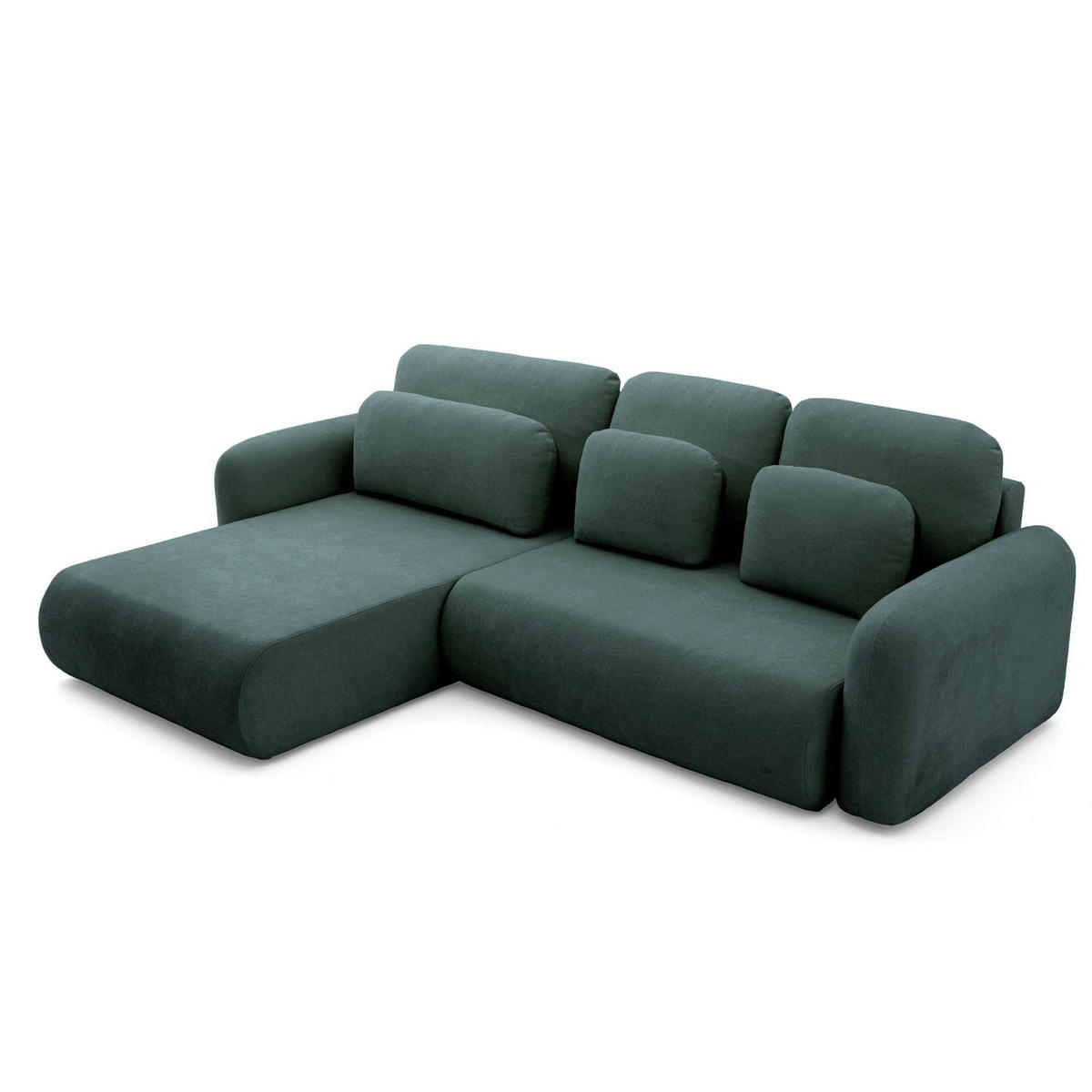 ECKSOFA NEST L Universal mit Schlaffunktion 157x240 Webstoff Dunkelgrün - Dunkelgrün/Schwarz, Holz/Textil (280/187cm) - Muffo