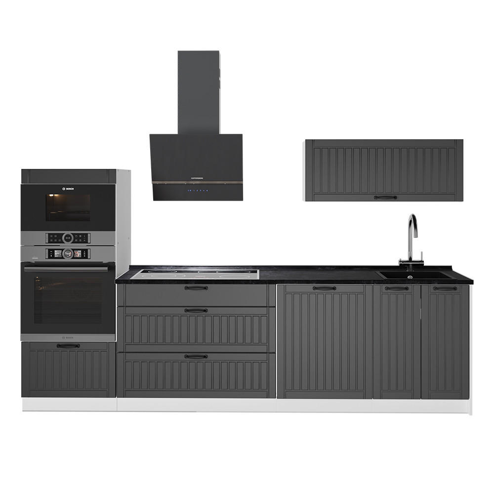 KÜCHENZEILE Fame-Line, Dunkelgrau/Weiß, 280 cm, AP Anthrazit - Dunkelgrau/Weiß, Holzwerkstoff (280/153.6/60cm) - Vicco