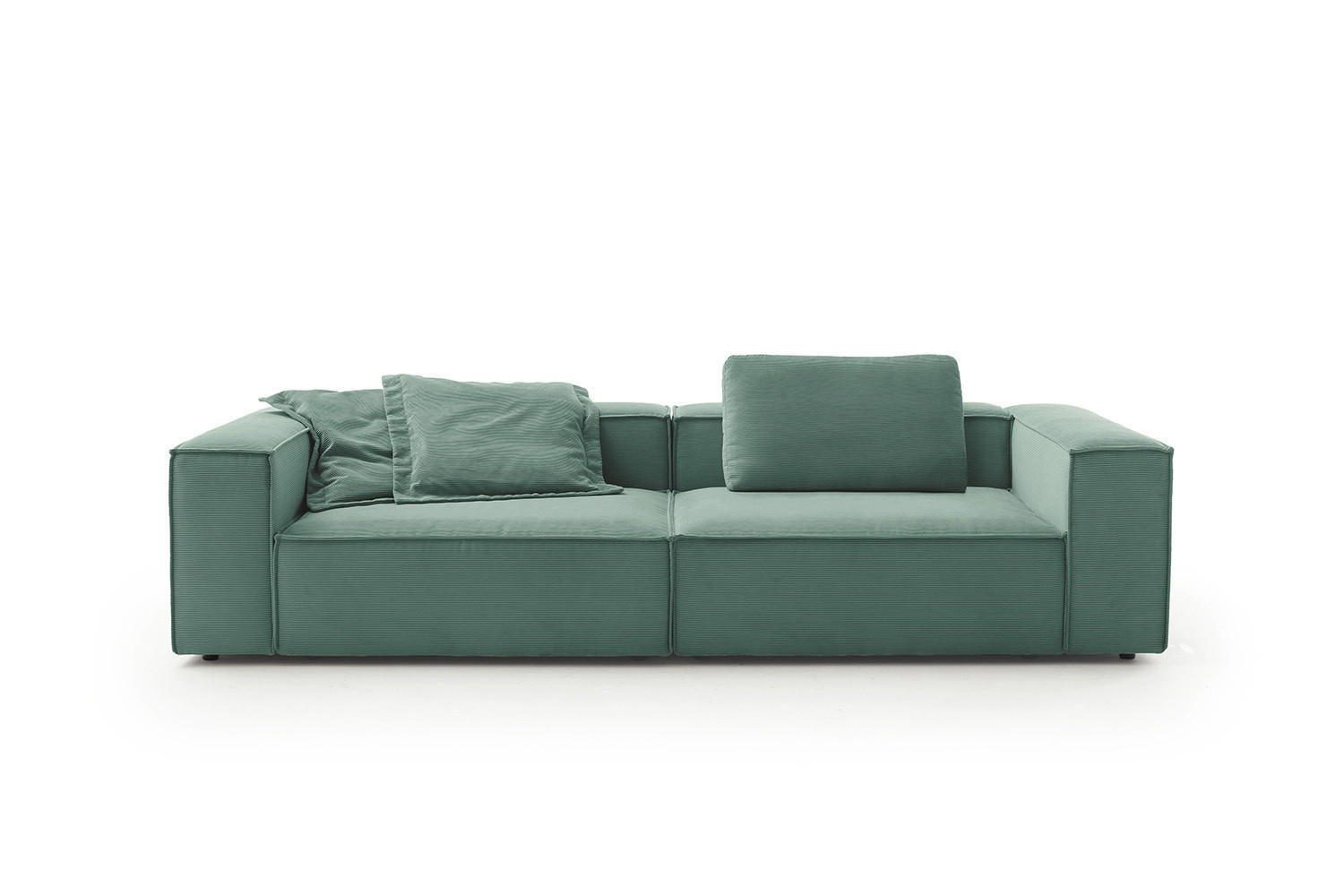 SOFA CARMO Smaragdgrün Cord - Smaragdgrün/Schwarz, Kunststoff/Textil (306/68/118cm) - KAWOLA