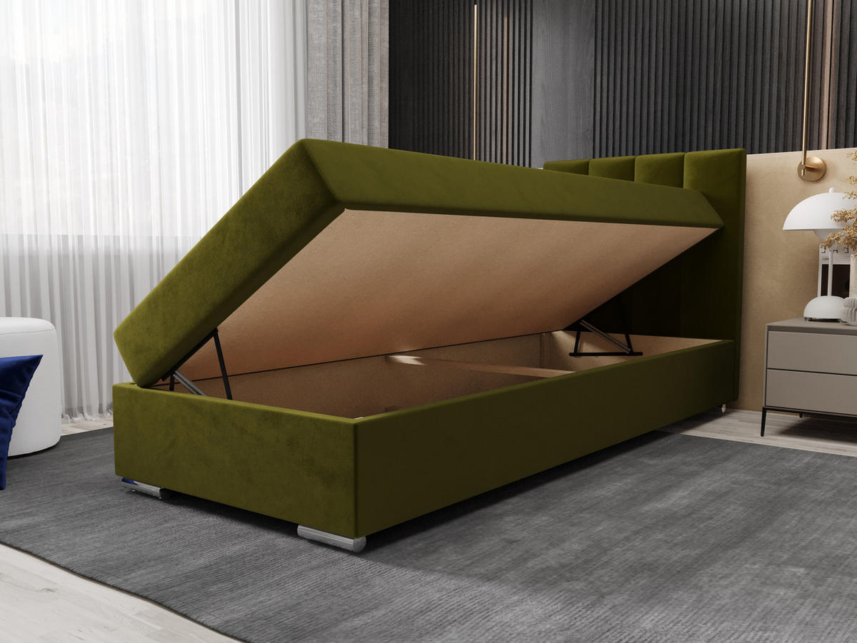 BOXBETT ZILANO 2 mit Matratze H3 und Topper 80x200 Itaka 65 - Grün, Holz/Textil (80/200cm) - Bedante