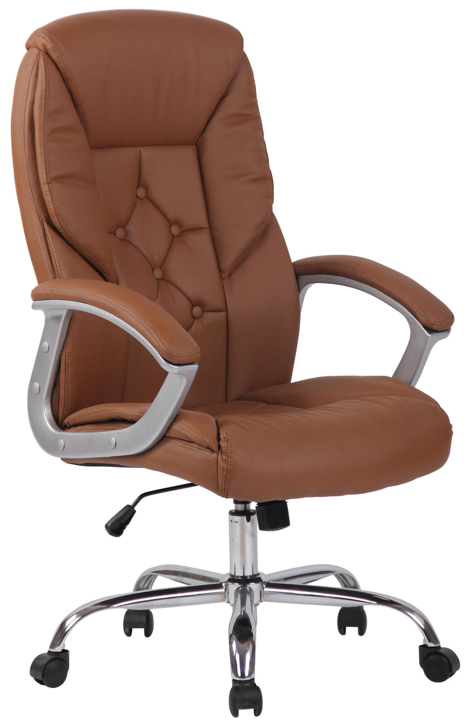 BÜROSTUHL Rhodos Schwerlast in Kunstleder, Hellbraun - Hellbraun, Textil/Metall (66/122/68cm) - TPFLiving