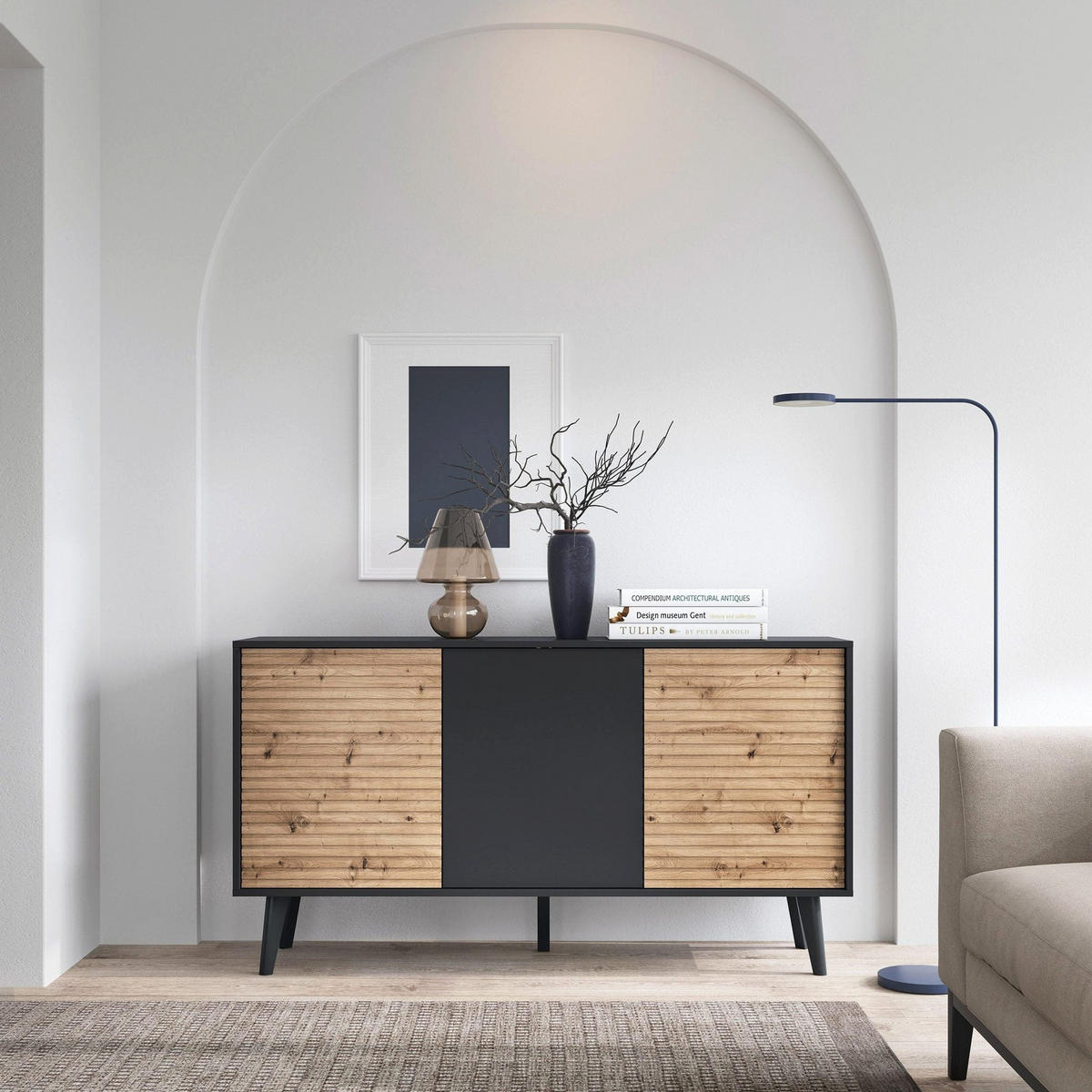 KOMMODE Las - Braun, Holzwerkstoff (154/83/39cm) - Pillovely