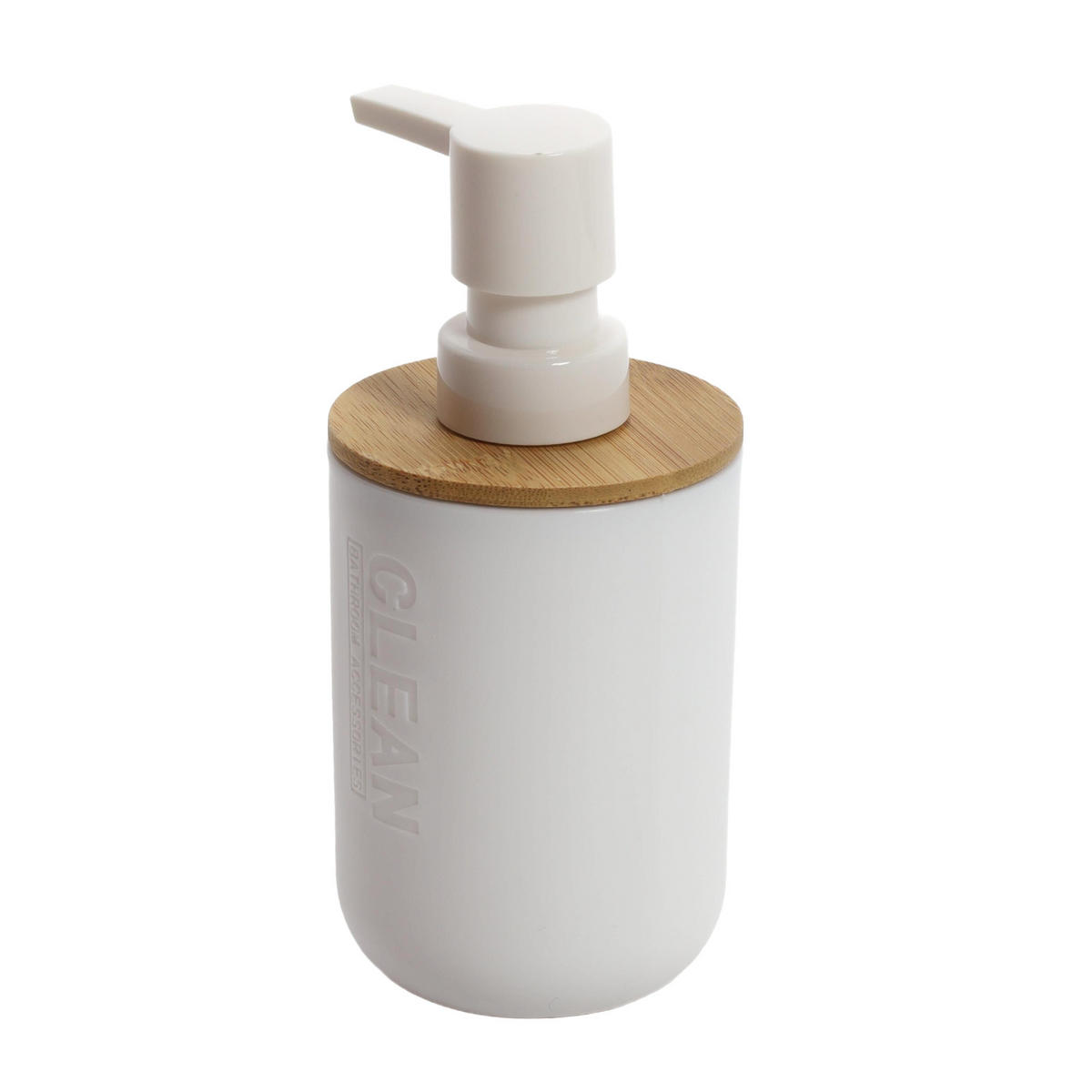 SEIFENSPENDER Bambus-Deckel 7/7/16,5 cm - Weiß, Kunststoff (7/16.5/7cm) - Bathroom solutions