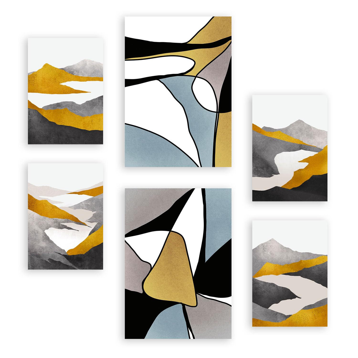 POSTER Set Mit 6 Gattung Naturen 1 In Kulissen Abstracts Ästhetische Dekorative Gemälde Für Ihr Wohnzimmer, Schlafzimmer, Zuhause A3 & A4 Rahmenlos - Klar, Papier (29/3cm) - Nacnic