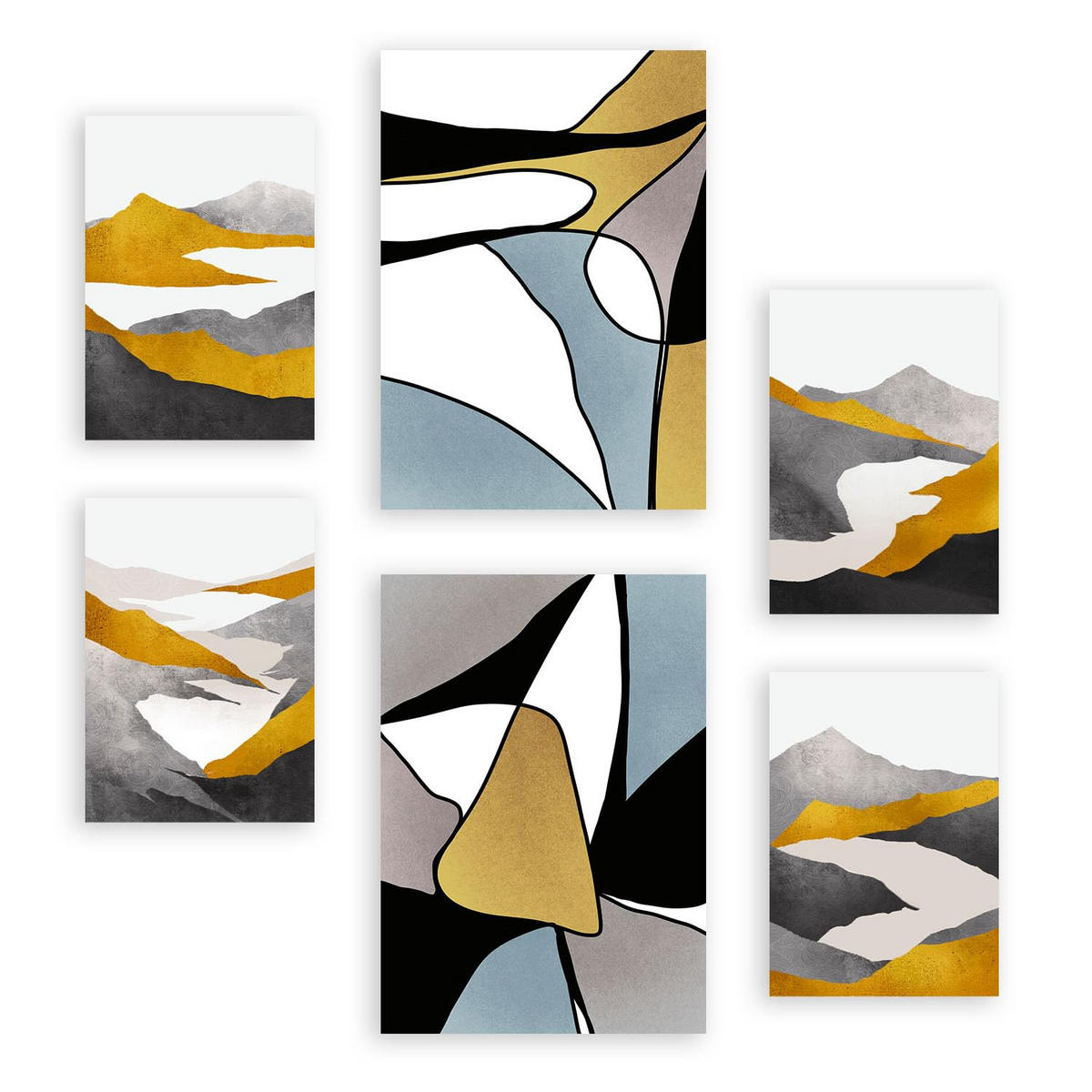 POSTER Set Mit 6 Gattung Naturen 1 In Kulissen Abstracts Ästhetische Dekorative Gemälde Für Ihr Wohnzimmer, Schlafzimmer, Zuhause A3 & A4 Rahmenlos - Klar, Papier (29/3cm) - Nacnic