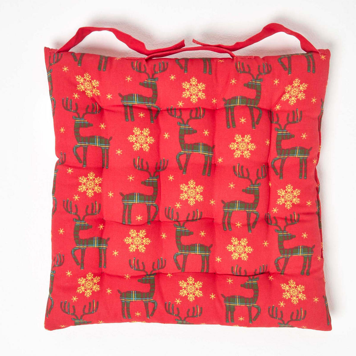 STUHLKISSEN Rentier, rot im 4er-Set 40/40/5 cm - Rot, Textil (40/40/5cm) - Homescapes