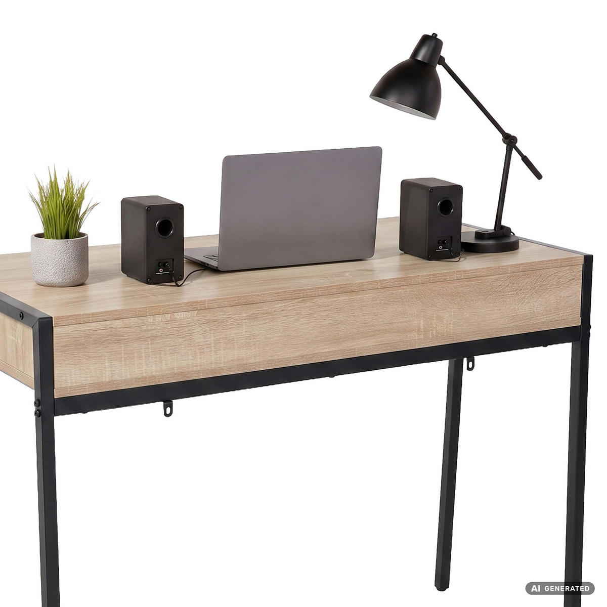SCHREIBTISCH ZENTIA 100 cm Sonoma Eiche - Schwarz/Sonoma Eiche, Holzwerkstoff (100/45/80.5cm) - Akord