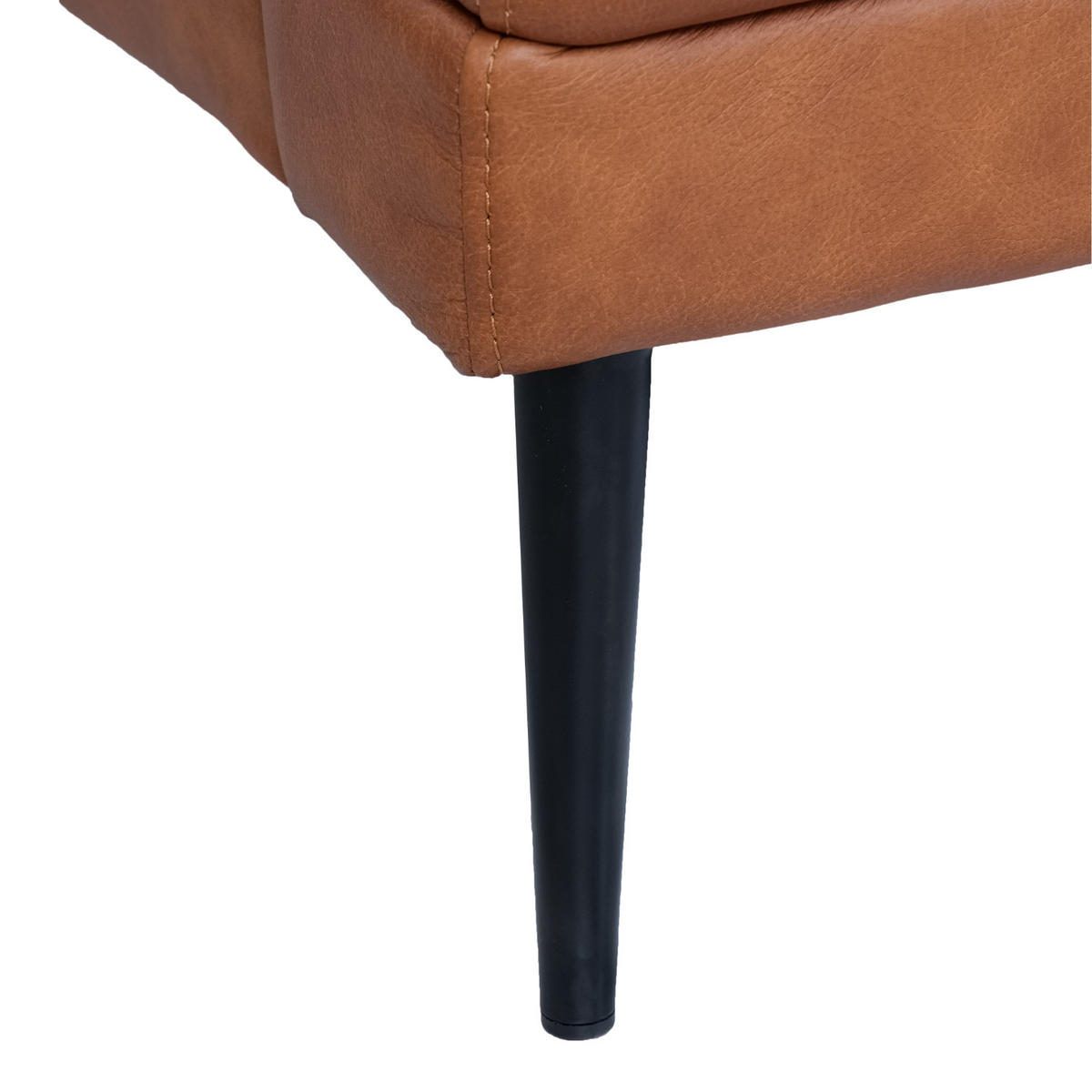 ECKSOFA Echtleder Braun - Schwarz/Braun, Leder/Metall (233/155cm) - Furnhouse