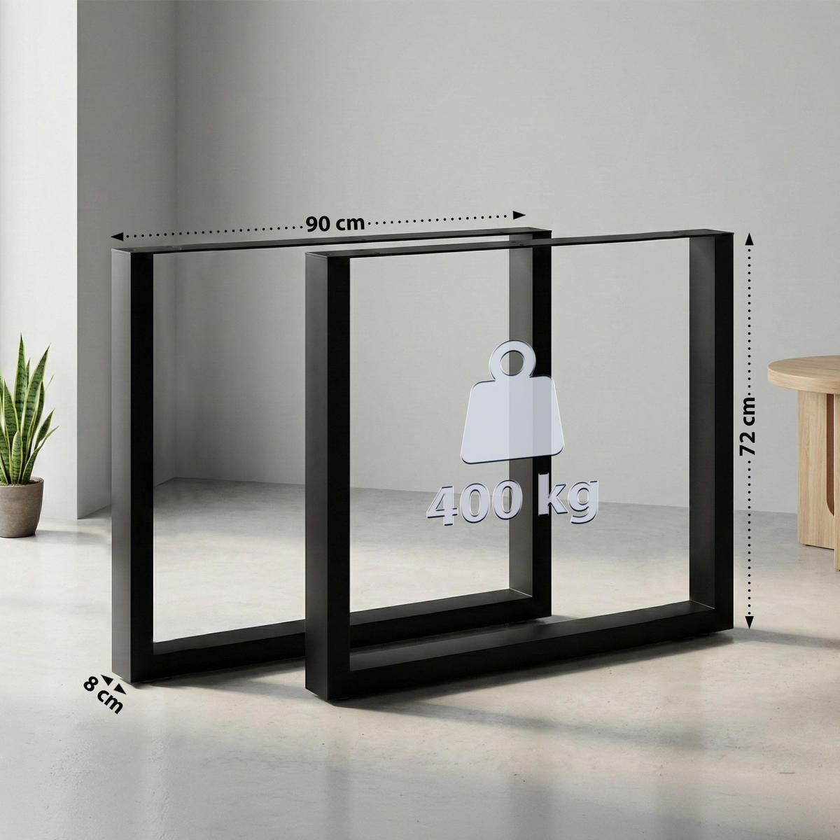 TISCHBEIN 2er Set Metall Schwarz - Schwarz, Metall (90/72/8cm) - CLP