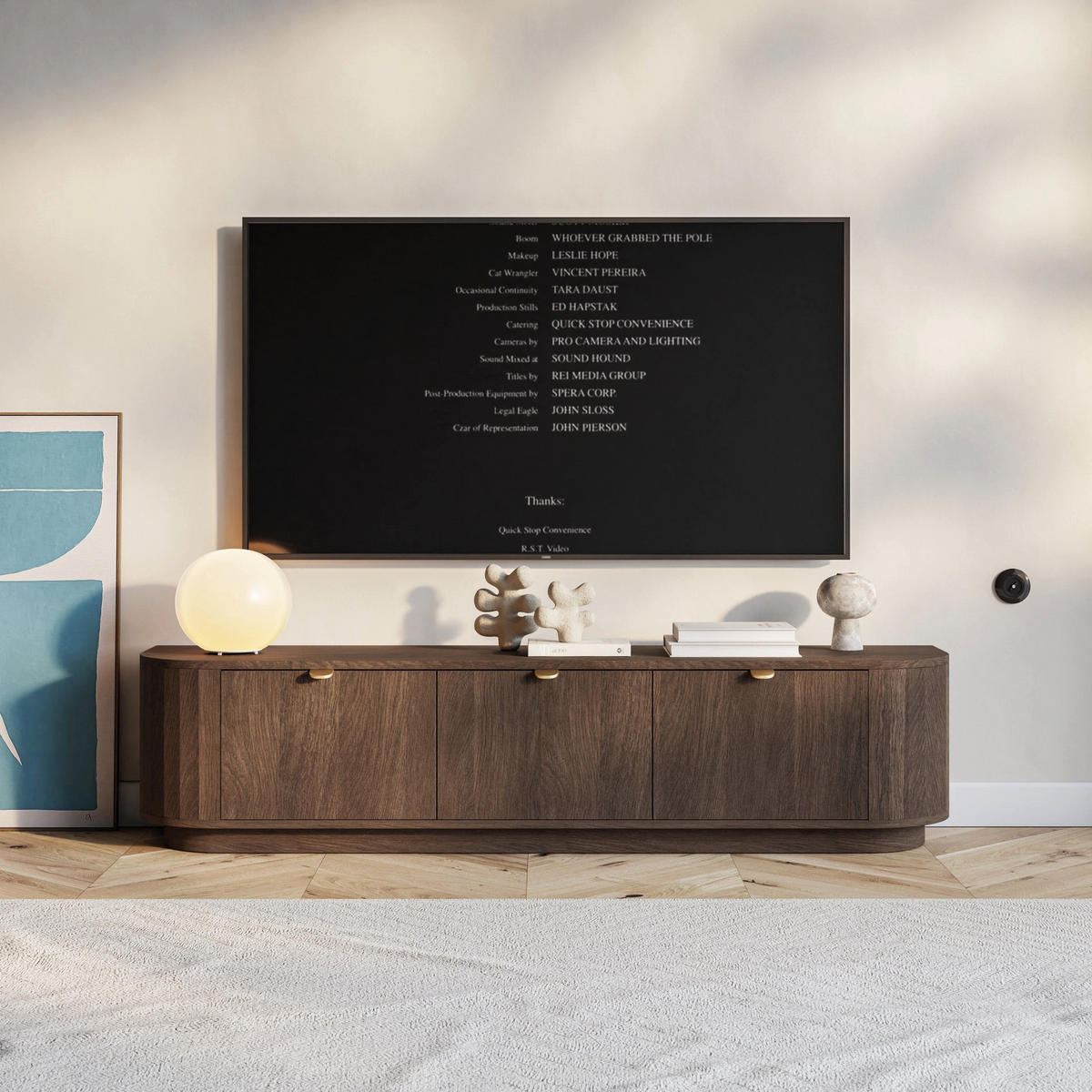 TV stolek Coru, dub, 175 cm - tmavě hnědá, kov/kompozitní dřevo (175.4/40.9/39.1cm) - Selsey