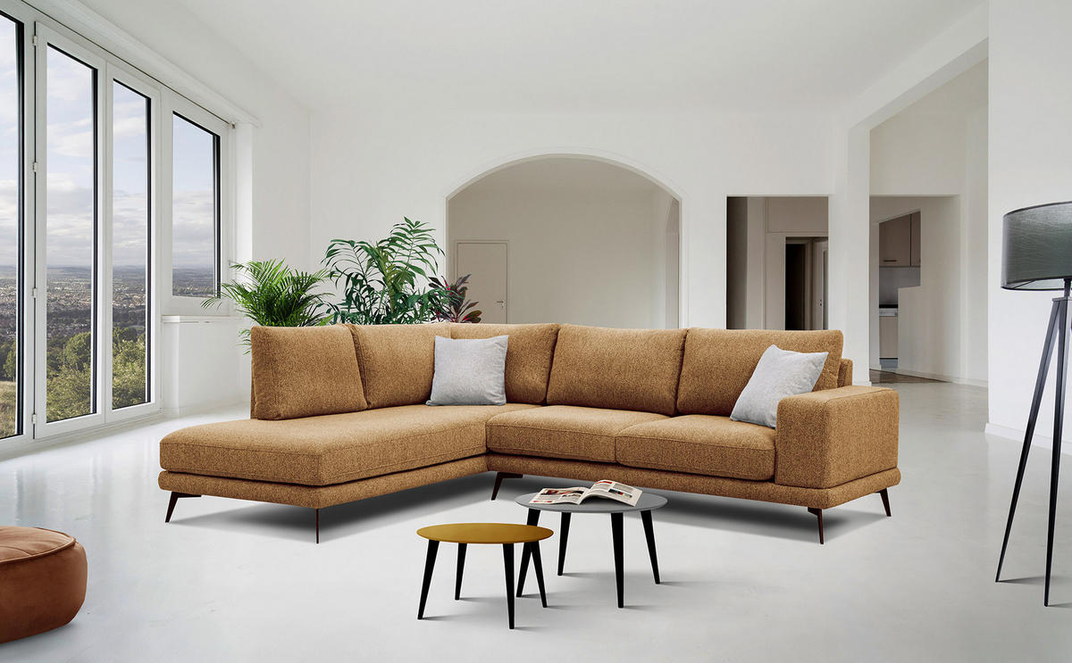 ECKSOFA MEDIOLANE 5-Sitzer, orange - Orange, Holzwerkstoff/Textil (219/282cm) - Courtois Laville