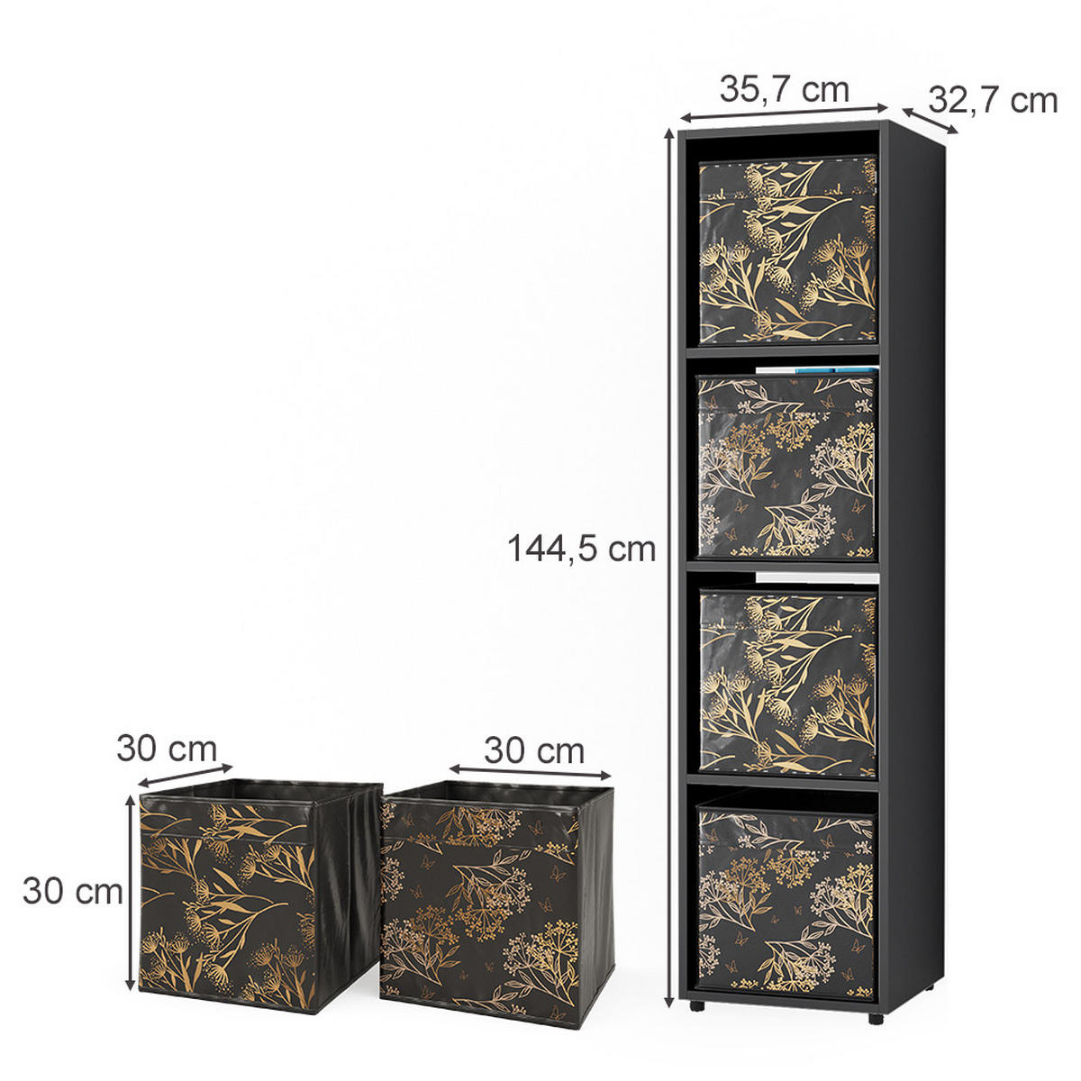 DĚLICÍ STĚNA Ludus Černá - černá, kompozitní dřevo (142.5/36.2/33cm) - Vicco